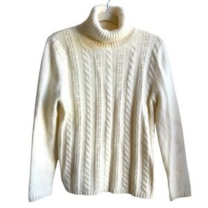 Vintage - White Stag Cable Knit Angora Blend Sweater - Size Small - Cream